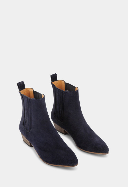 Ivylee Copenhagen Bailey Suede Ankle Boot Midnight Blue