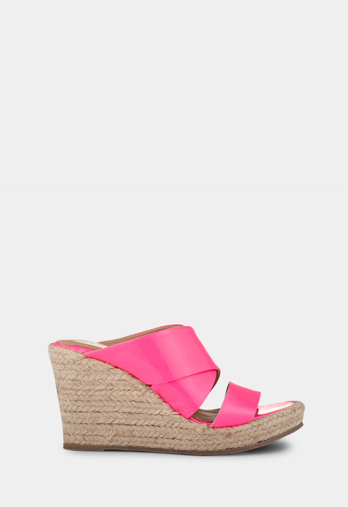 Bella Patent Pink Espadrille Wedge Sandal