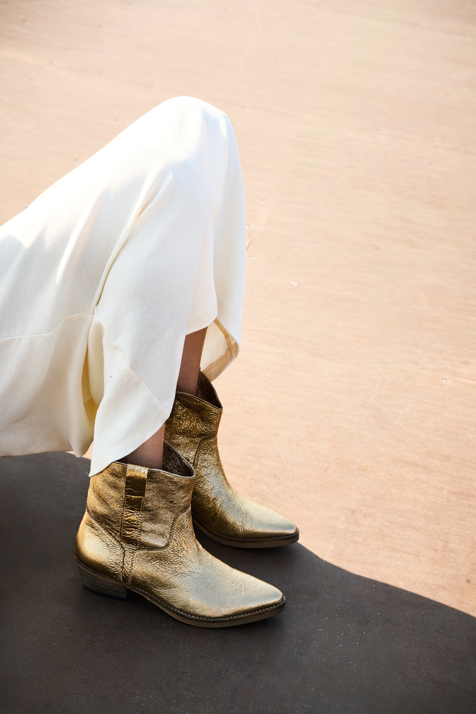 Corrie Metallic - Handmade Gold Leather boots