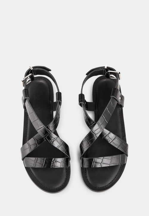Ivylee Copenhagen Laura Faux Croco Sandals Black