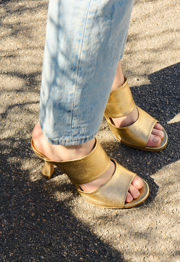 Ivylee Copenhagen Marilyn Metallic Stiletto Mule Gold