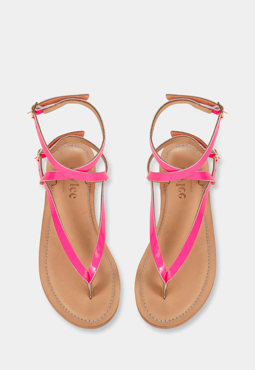 Ivylee Copenhagen Olive Patent Sandals Pink