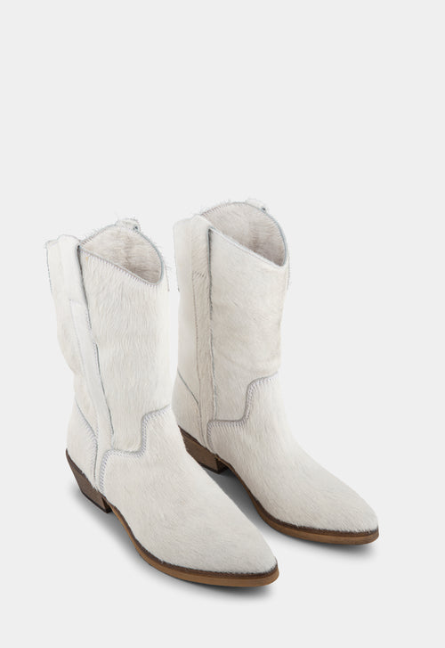 Ivylee Copenhagen Tracy Calf Hair Cowboy Boot Off-White