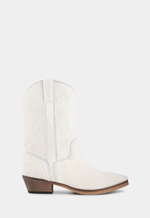 Ivylee Copenhagen Tracy Calf Hair Cowboy Boot Off-White